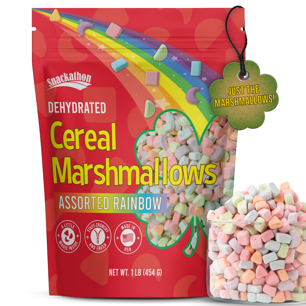 Snackathon rainbow mini marshmallows in a bowl for colorful toppings