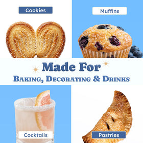 Snackathon edible finishing sugar for decorating cupcakes and cookies adds decorative flair.