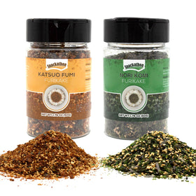 Snackathon Furikake rice seasoning bottle enhances plain rice with savory aroma.