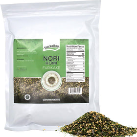Snackathon Furikake Rice Seasoning with Nori Komi bulk jar adds savory umami to cooked rice