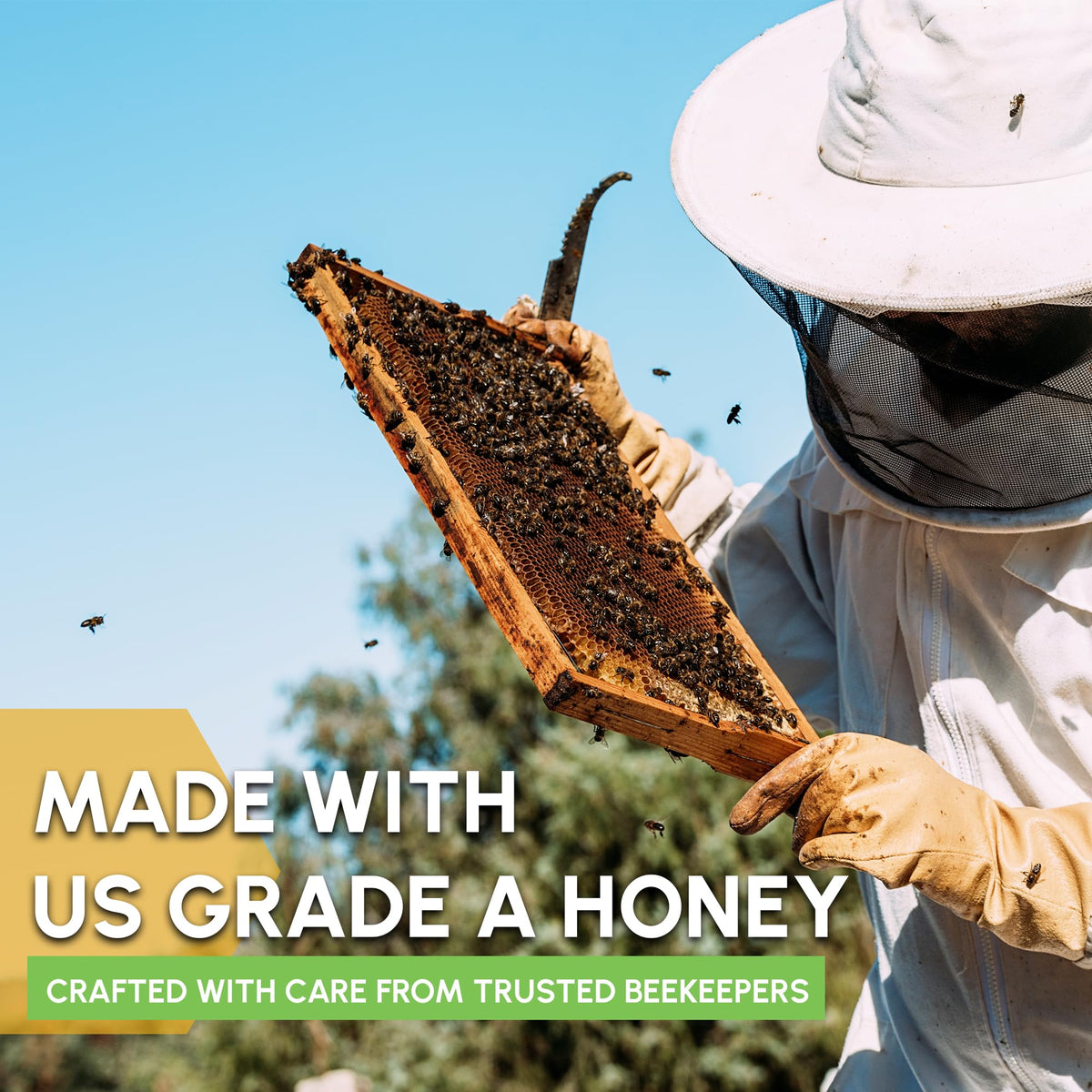Snackathon Honey Sticks USA-made honey from clover blossom.