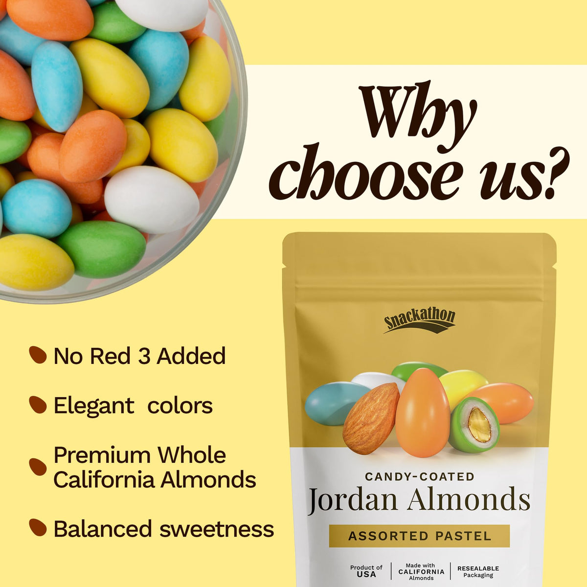 Snackathon Jordan almonds with crisp centers ideal for satisfying crunch