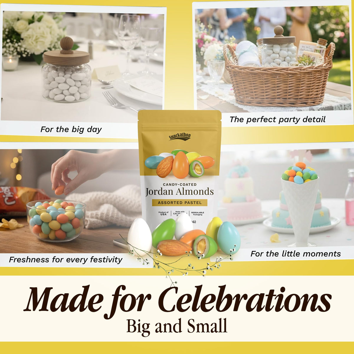 Snackathon Jordan almonds as wedding favors in pastel colors