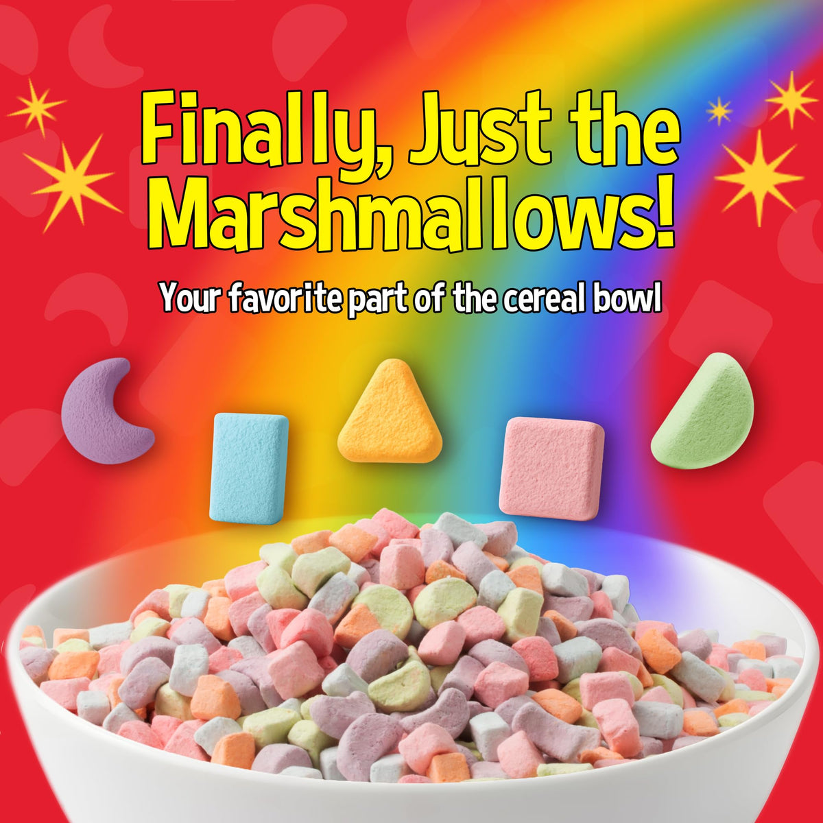 Snackathon rainbow mini marshmallows on hot chocolate for nostalgic crunch