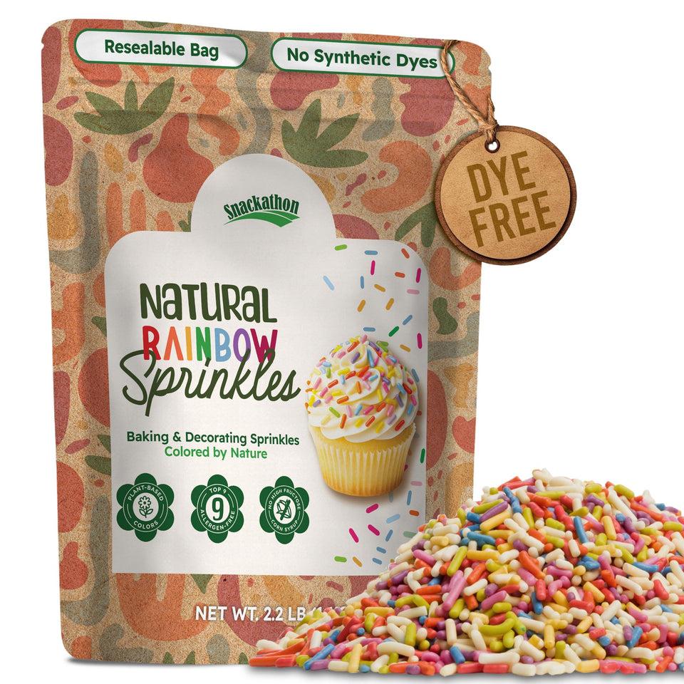 Snackathon rainbow sprinkles in bulk jar for cupcakes and cookies