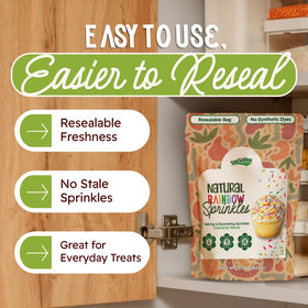 Snackathon resealable bulk pouch keeps sprinkles fresh for home bakers