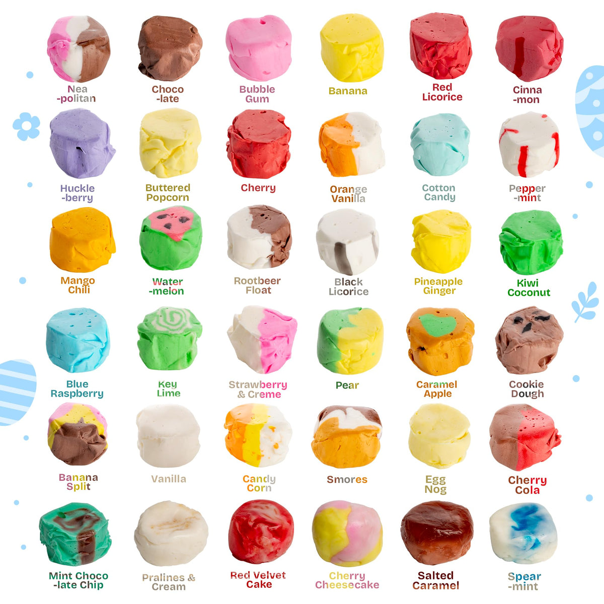 Snackathon salt-water-taffy 36 flavors bulk bag is perfect for celebrations.
