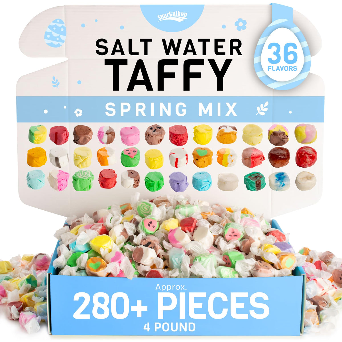 Snackathon salt-water-taffy variety collection for sharing at parties.