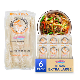Snackathon Thai rice-stick noodles pack of 6, ready for quick Pad Thai prep.