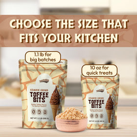 Snackathon Toffee Bits provide a golden brown crunch in desserts.