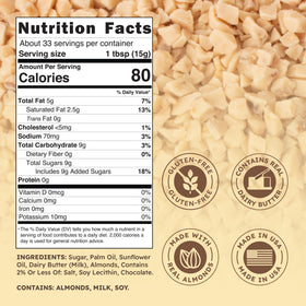 Made in USA label on Snackathon Toffee Bits signaling quality ingredients.