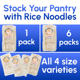 Snackathon wide Thai rice stick noodles XL ingredients ready for quick meals