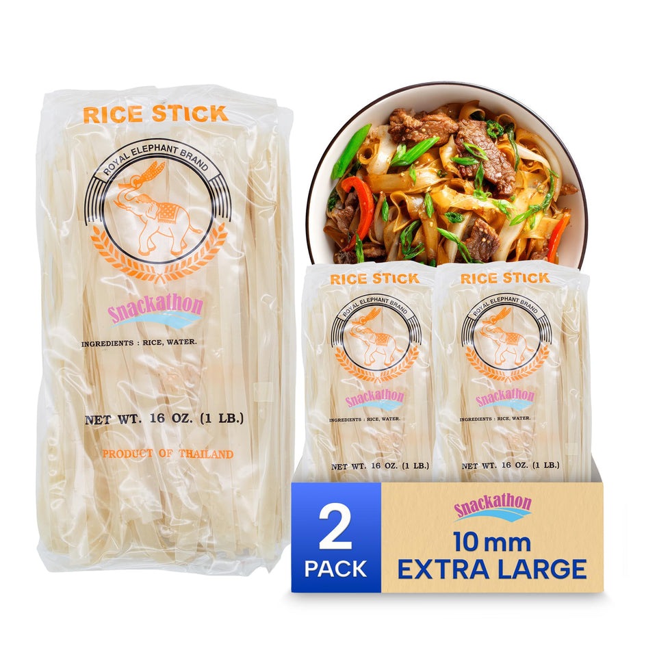 Snackathon wide Thai rice stick noodles XL raw bundles ready to cook