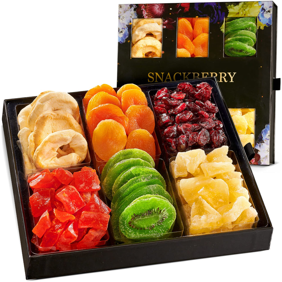 Snackberry Dried Fruit Gift Basket in a drawer box, ideal for celebrations.