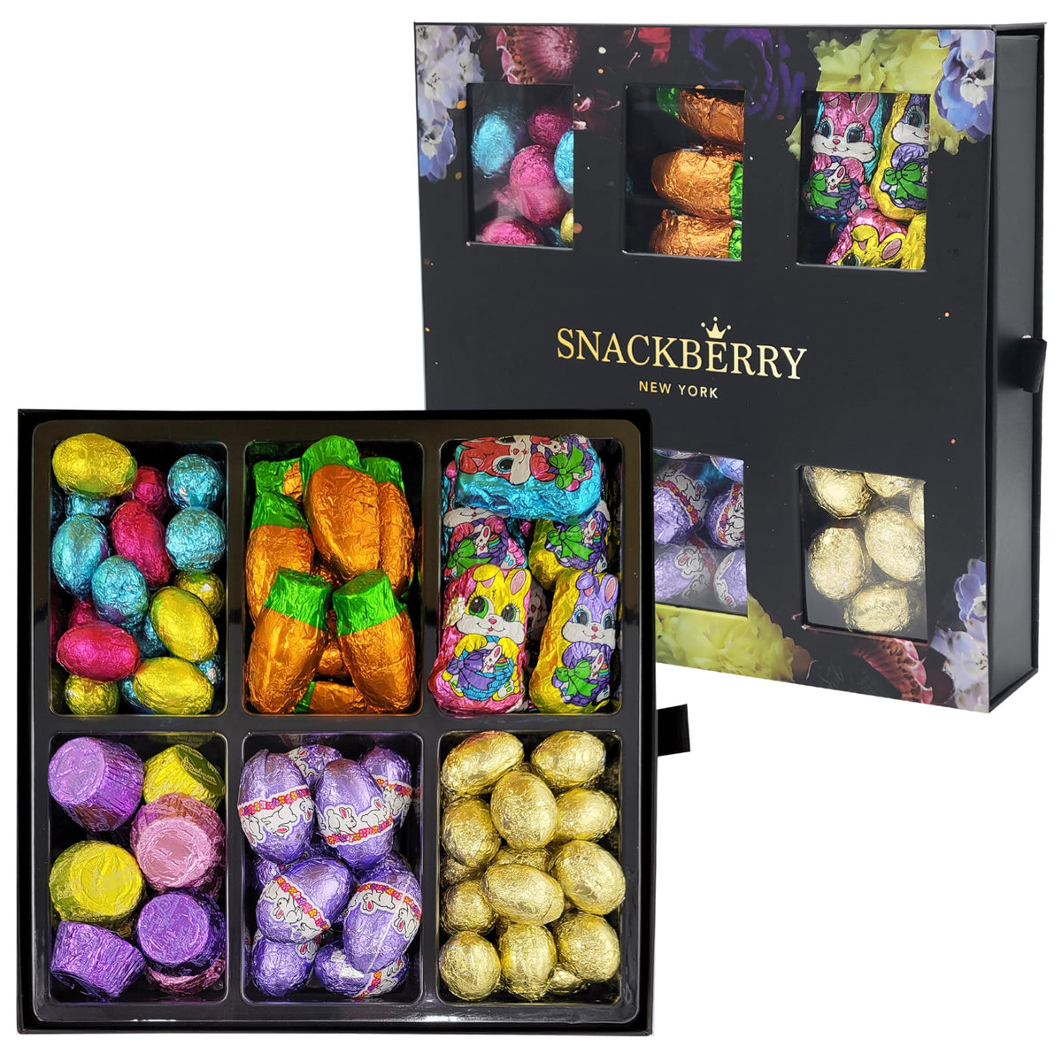 Snackberry Easter platter caramel-half-eggs offer creamy texture contrast.