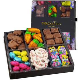 Snackberry Easter platter with milk chocolate bunnies, perfect for entertaining guests.