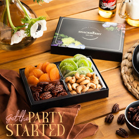 Snackberry Lidded Nut Gift Tray provides easy open-close access and stylish table decor.
