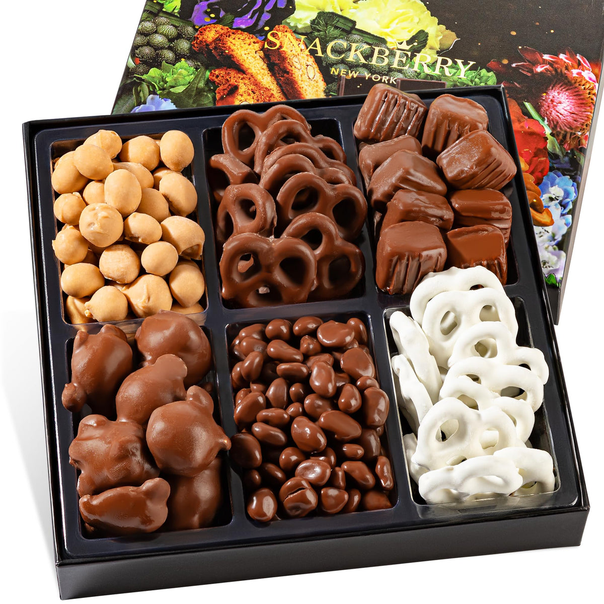 Snackberry premium gift box showing a refined chocolate assortment for gifting