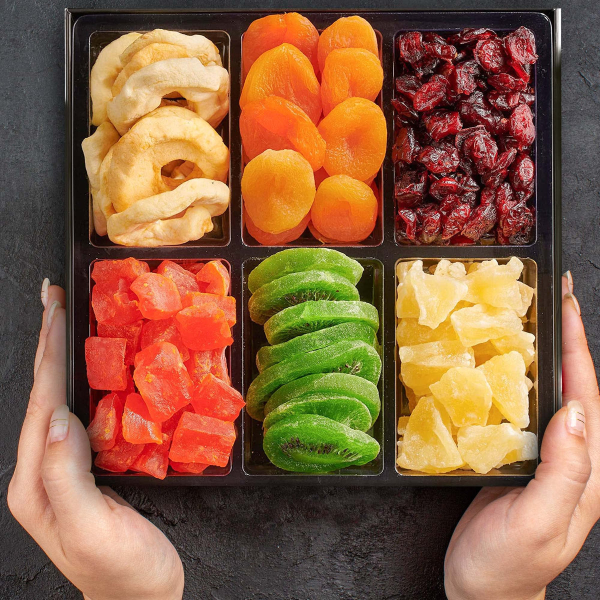 Snackberry gift box opened for a special occasion, refined, healthy option.