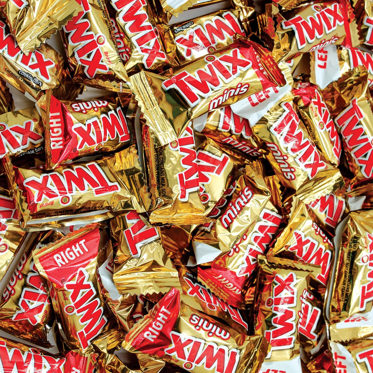 Snackivore mini Twix candy bars pack shot shows bulk value for parties and sharing.