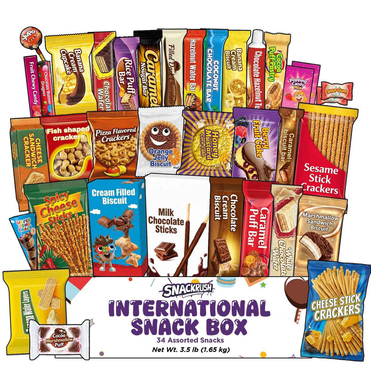 SnackRush International Snack Box contents on table for flavor exploration at home