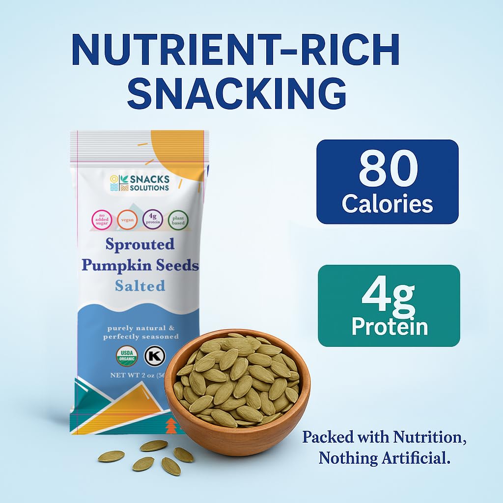 USDA Organic seal on SNACKS SOLUTIONS sprouted pumpkin seeds