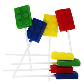 SNACKTERY brick-building-block suckers in a 12-pack, perfect for party favors