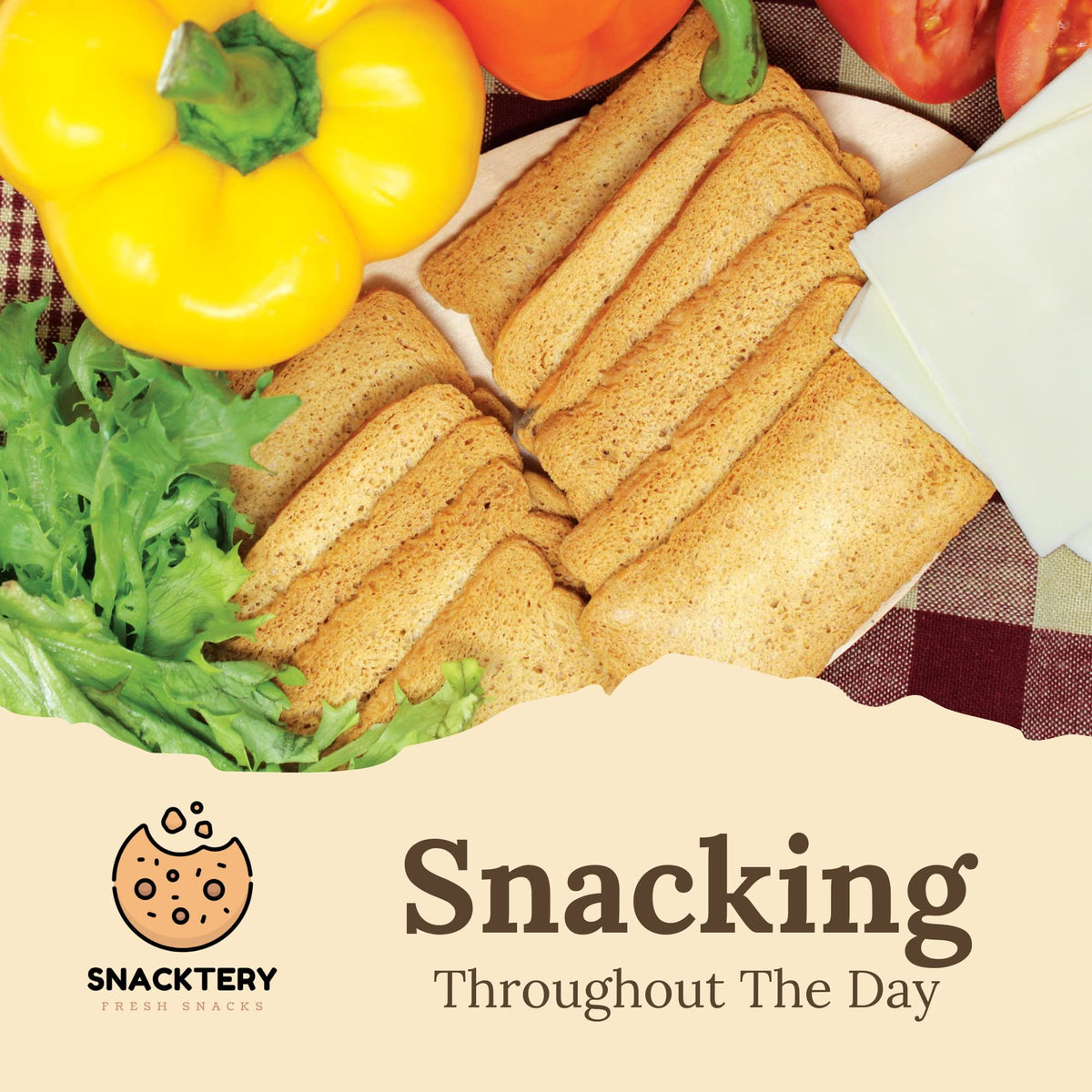 Snacktery Melba Toast Crackers paired with soup for a comforting crunch.