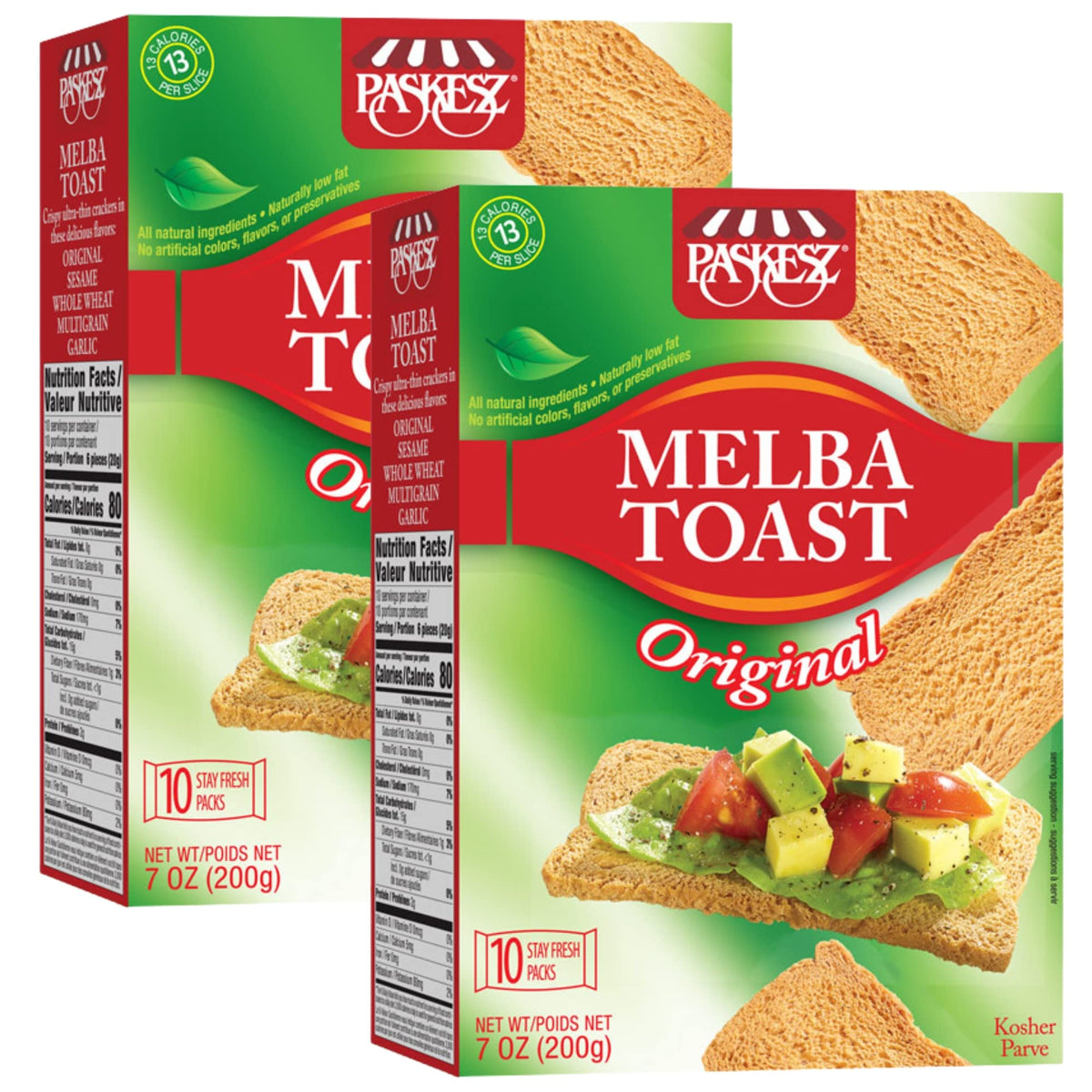 Snacktery Original Melba Toast Crackers pack of 2, portable crunch for soups, salads, and spreads.