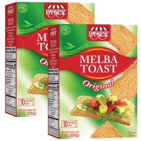Snacktery Original Melba Toast Crackers pack of 2, portable crunch for soups, salads, and spreads.
