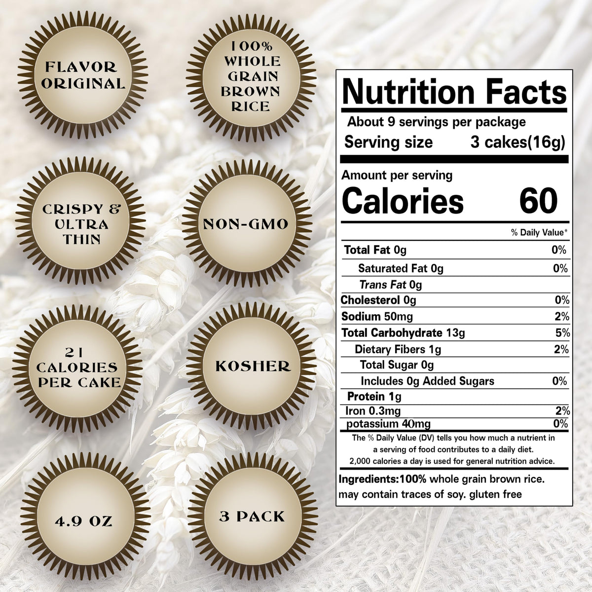 SNACKTERY Ultra Thin Rice Cakes salted crisp closeup, delicate texture ideal for toppings.