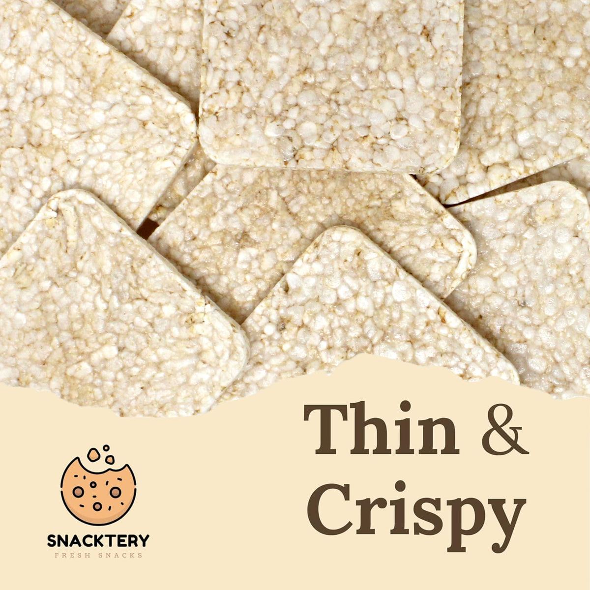 SNACKTERY unsalted rice cakes close-up, highlighting crisp texture