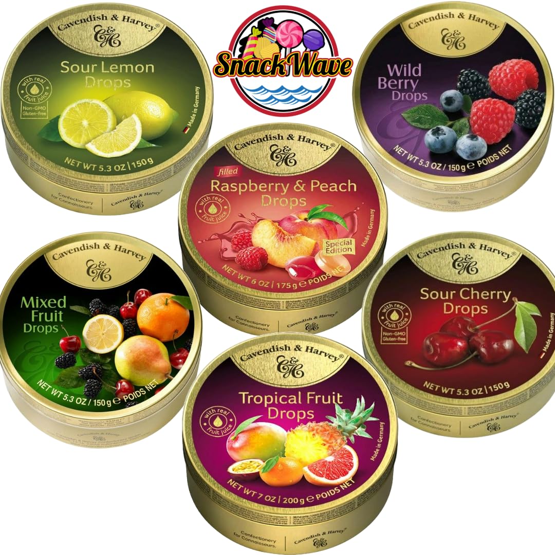 SnackWave Cavendish & Harvey raspberry and peach drops offer fruity delight.