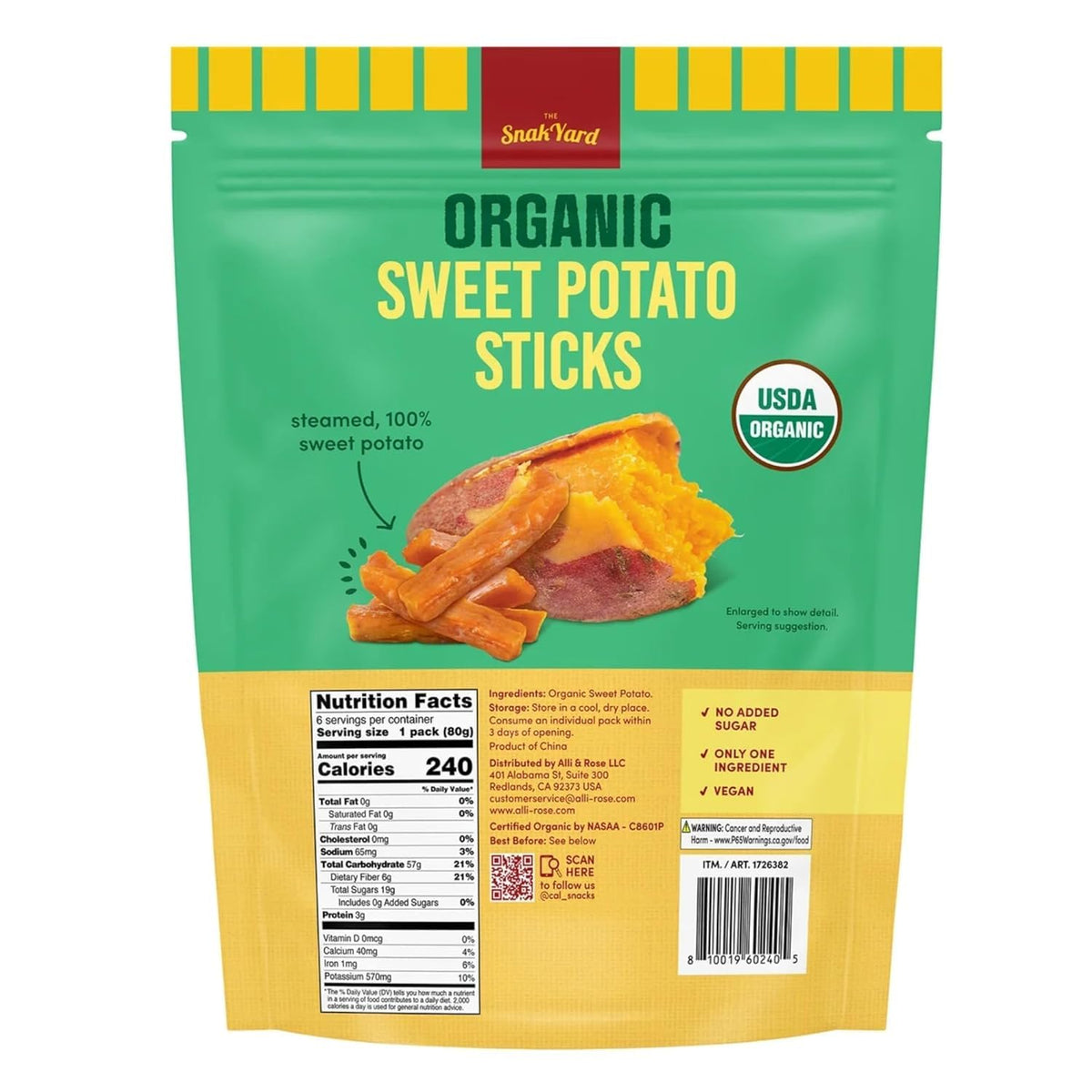 SnackYard Sweet Potato Sticks close-up texture, chewy and naturally sweet for on-the-go snacking.