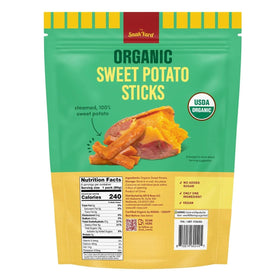 SnackYard Sweet Potato Sticks close-up texture, chewy and naturally sweet for on-the-go snacking.