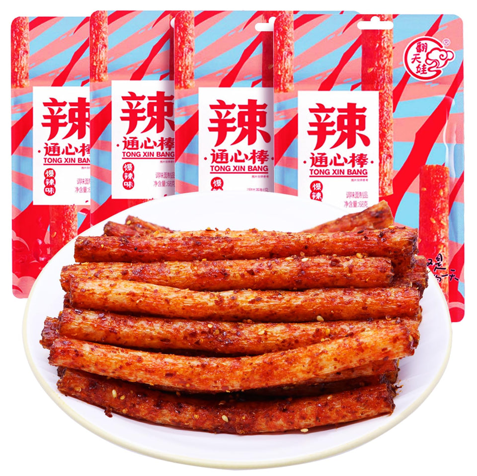 Snafre Latiao Spicy Strips 4-pack for on-the-go snacking and sharing.
