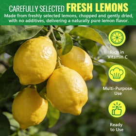 Snafre lemon-peel-dish showing easy sprinkles on seafood and salads.