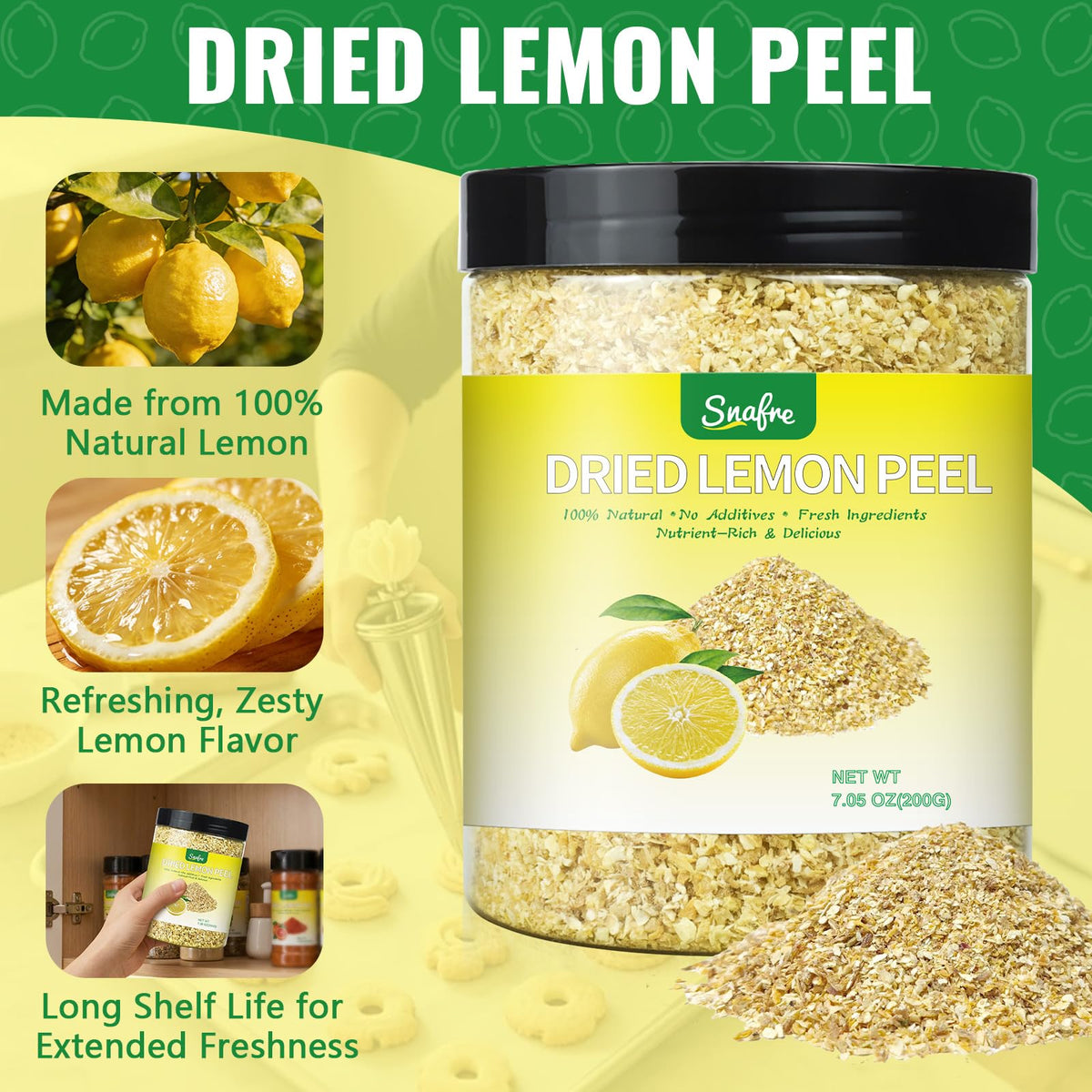 Snafre lemon-zest-jar aromas enhancing baking and marinades.