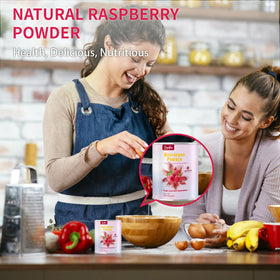 Snafre Raspberry Powder as dessert decoration for color.