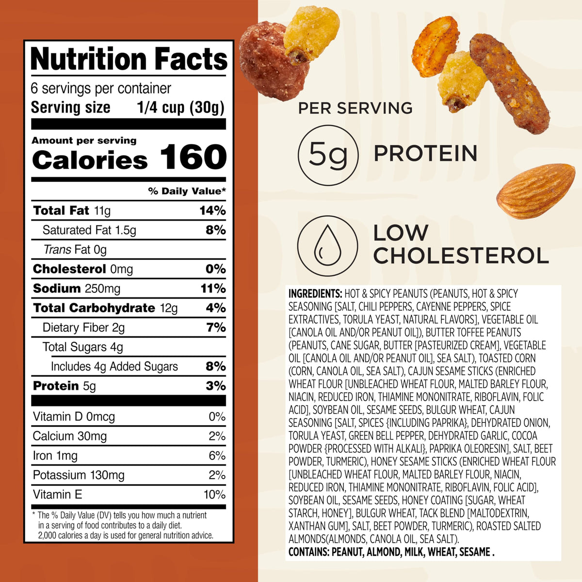 Snak Club Almonds close-up, protein-rich crunch for midday energy.