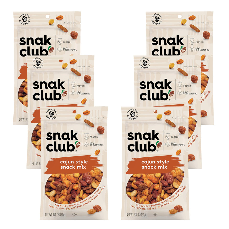 Snak Club Cajun Style Snack Mix hot peanuts close-up, perfect for on-the-go flavor.