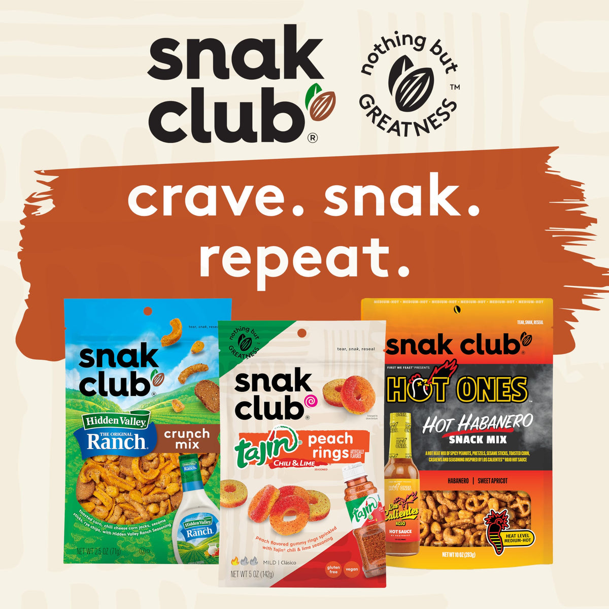 Snak Club Cajun Snack Mix variety close-up, balanced mix for every craving.