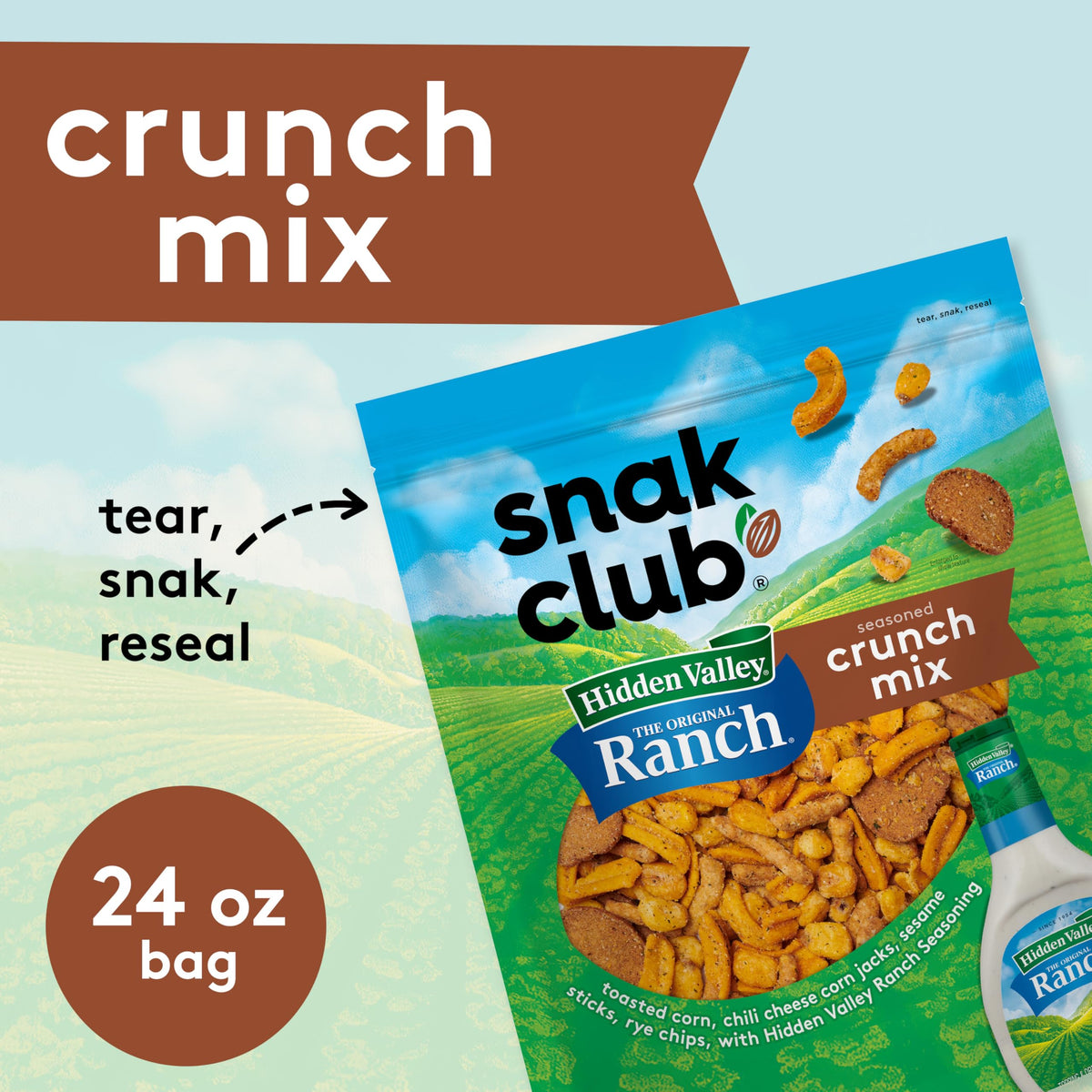 Snak Club Crunch Mix chili cheese corn jacks close-up bold flavor