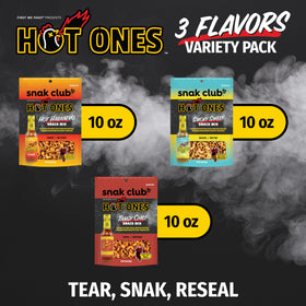 Snak Club Hot Ones Tangy Chili bag front with mild tangy heat.