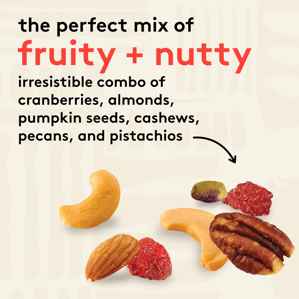 Snak Club Mega Trail Mix featuring cashews, pecans, and pistachios for creamy crunch.