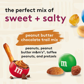 Snak Club Peanut Butter Chocolate Trail Mix bag with peanut butter M&M’s for indulgent crunch.