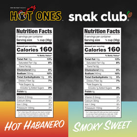 Snak Club 3-pack display of Hot Ones snack mixes.