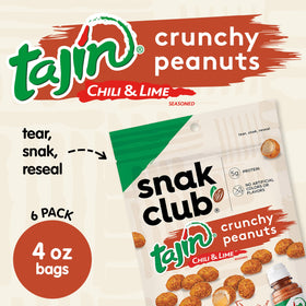 Snak Club Tajín Crunchy Peanuts cracker-shell close-up.