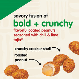 Detail of cracker-shell coating on Snak Club Tajin Crunchy Peanuts, offering satisfying crunch.