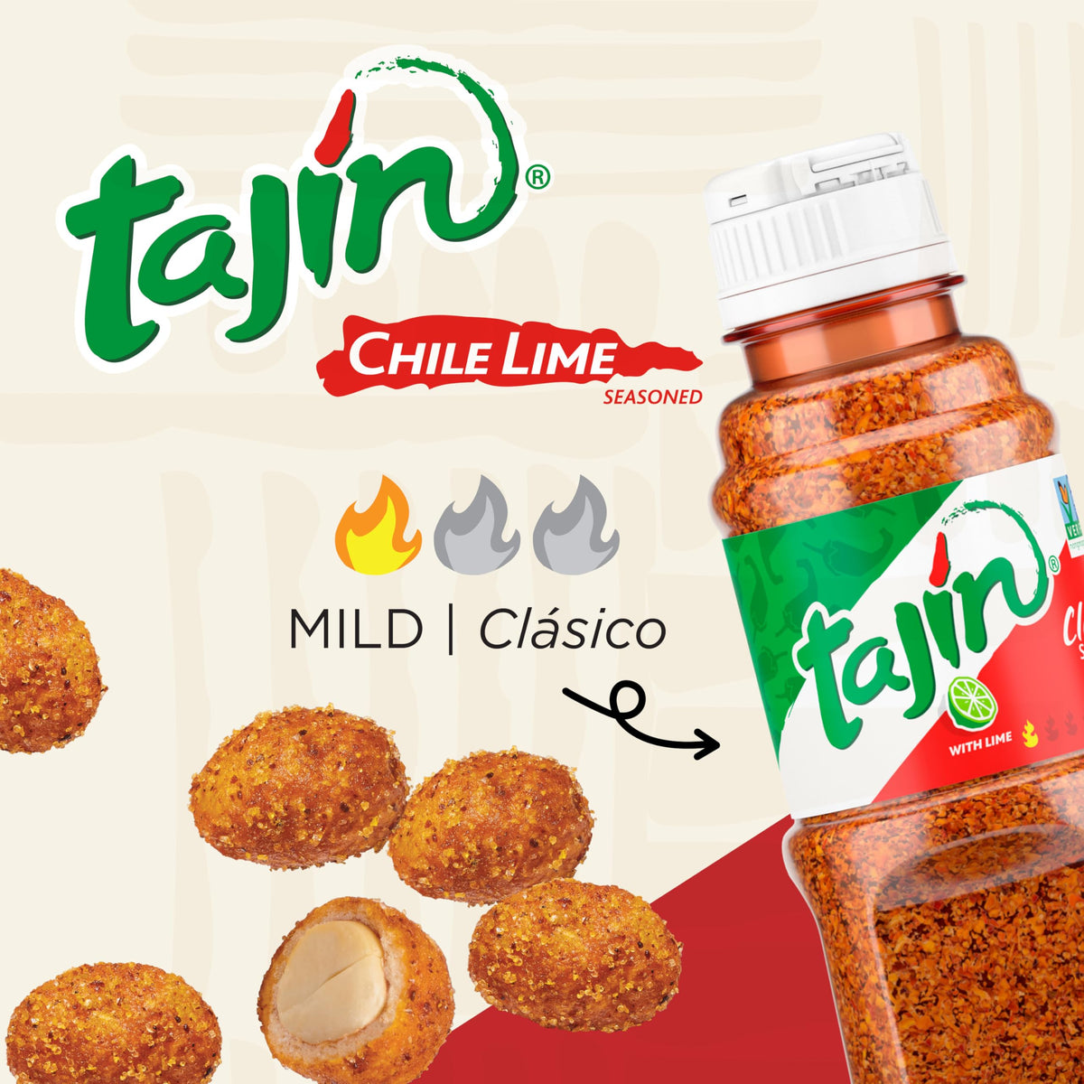 Snak Club Tajín Crunchy Peanuts resealable bag preserves freshness during snacking.